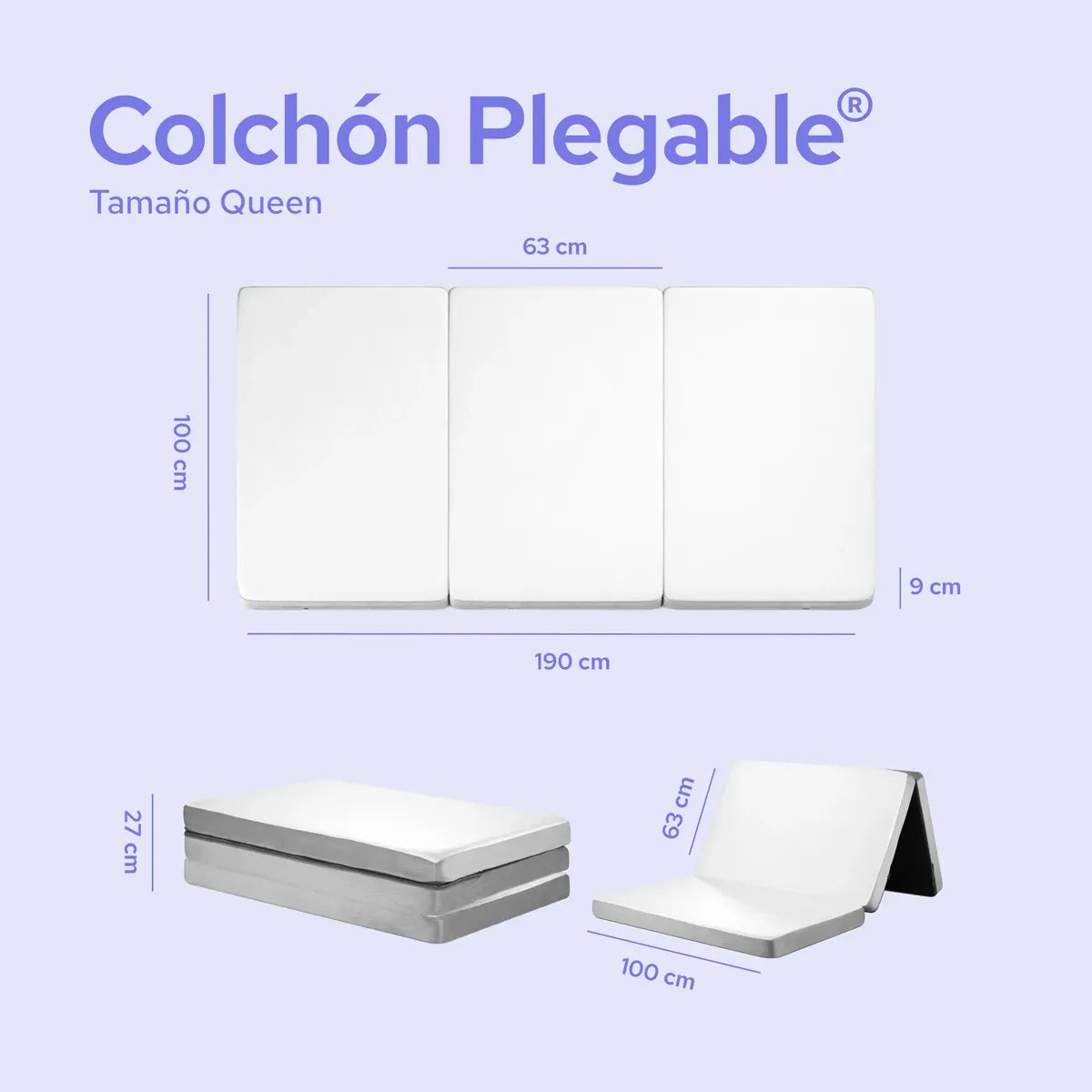 Colchón Individual 100 cm Colchoneta Plegable Con Maleta