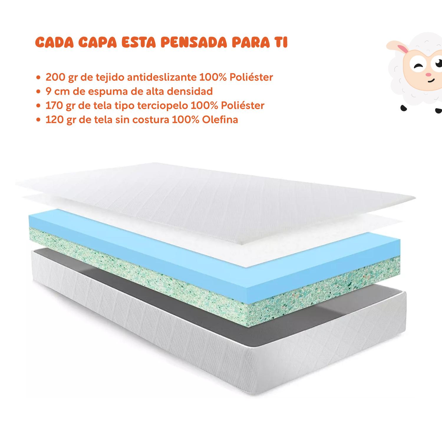 Colchón Individual 120 cm Plegable Seccionado Con Maleta - ColorDreams