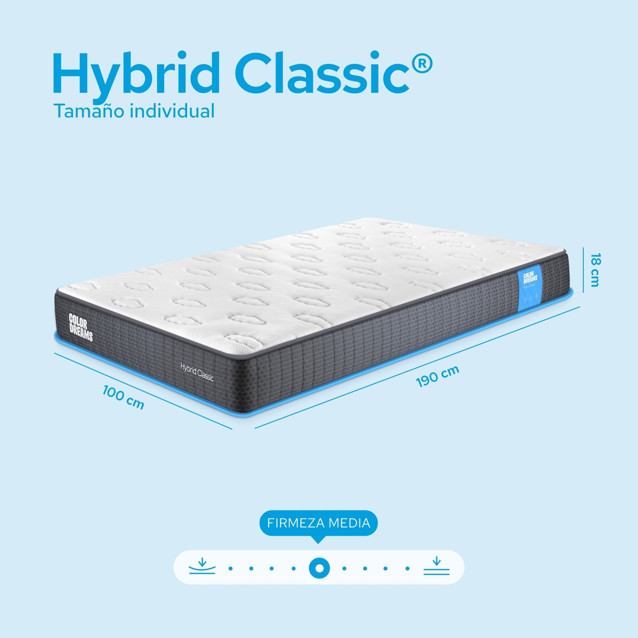 Colchón Individual Classic Hybrid 18cm - ColorDreams