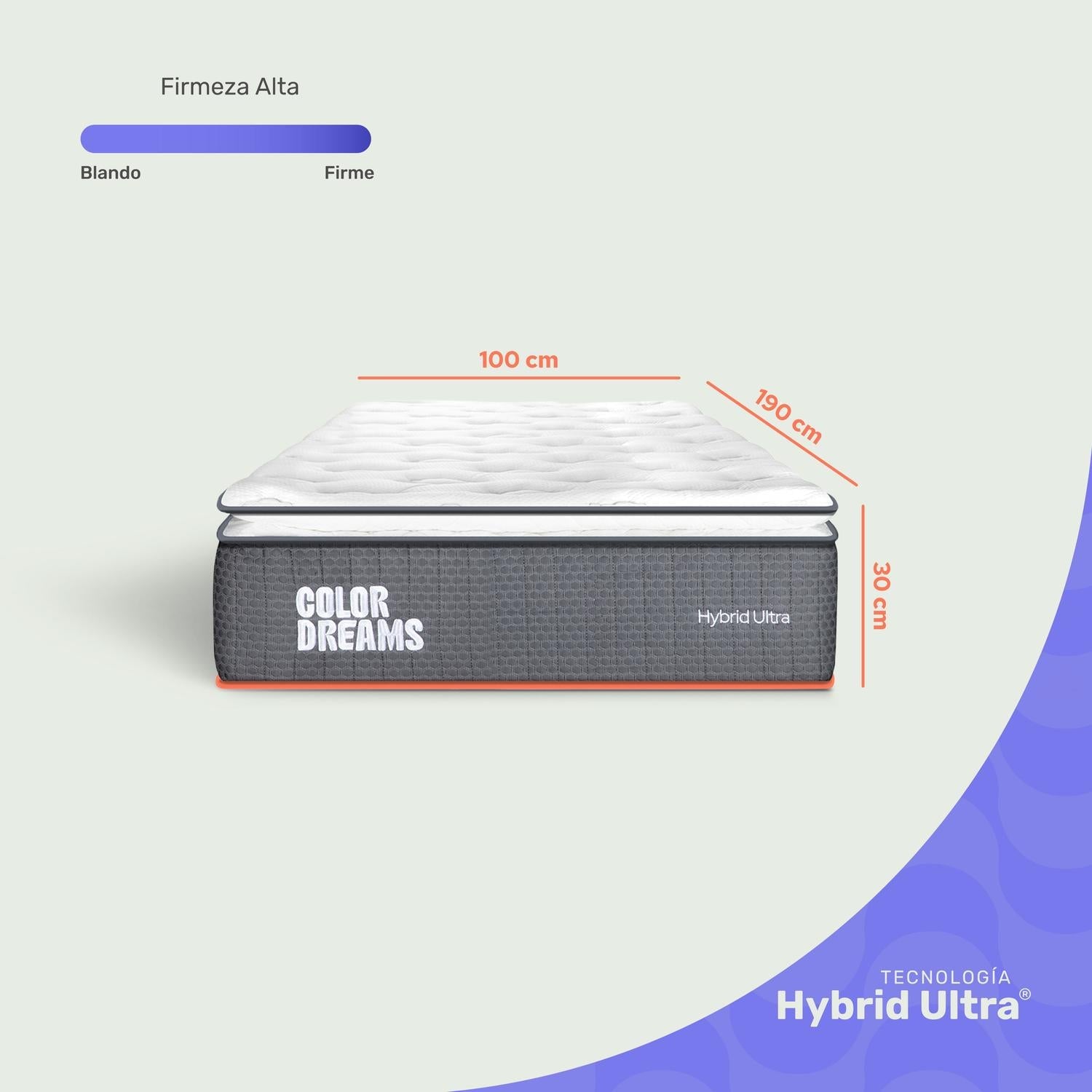 Colchón Individual ColorDreams | Híbrido 30 cm|Firme |Caja - ColorDreams