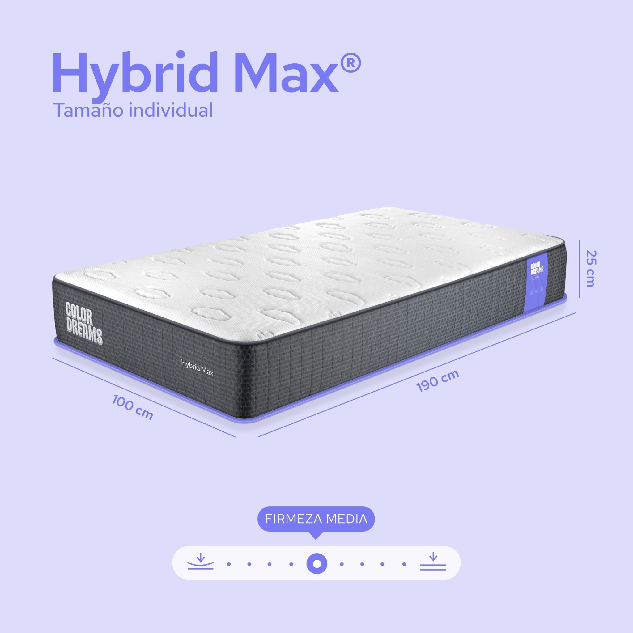 Colchón Individual Max Hybrid 25cm - ColorDreams