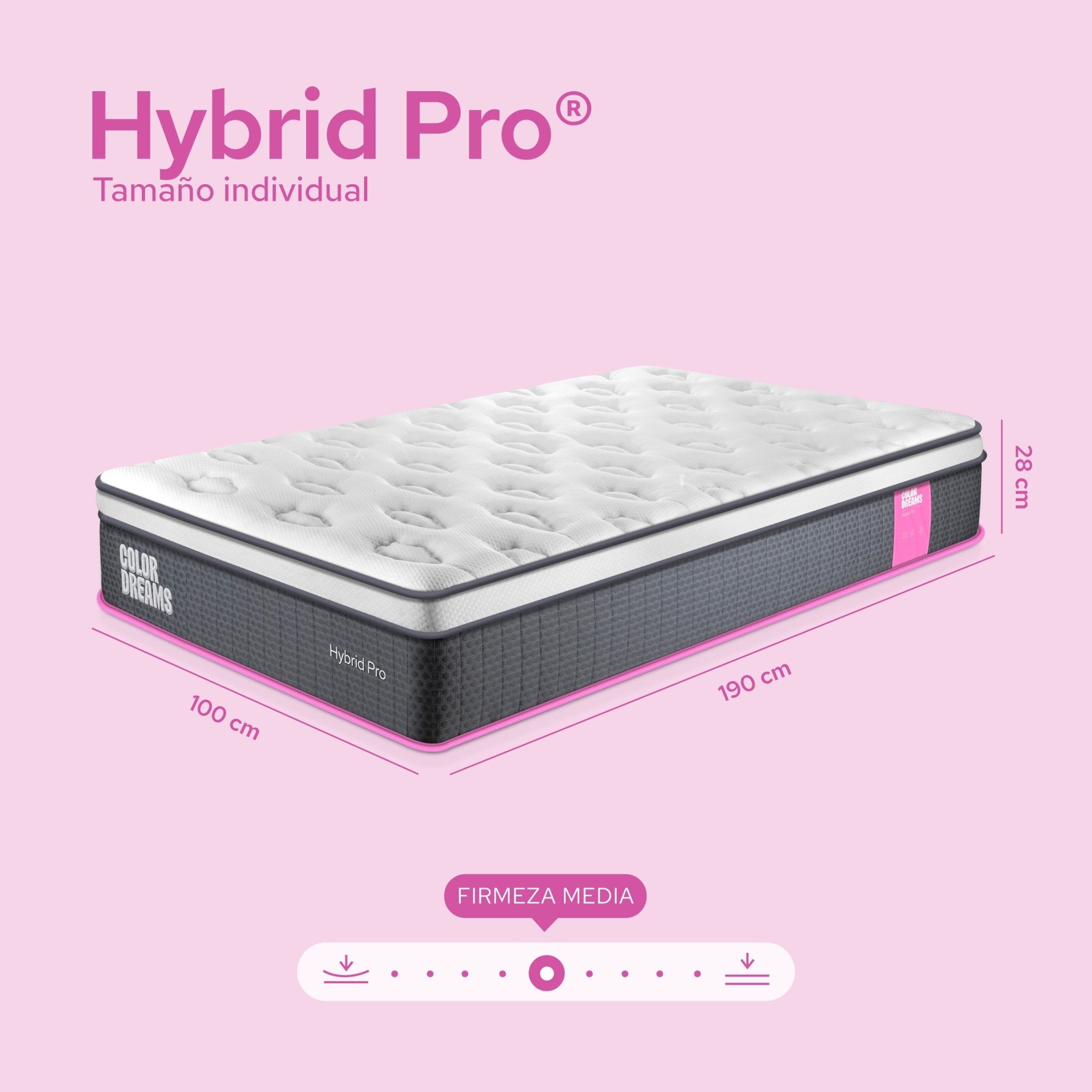 Colchón Individual Pro Hybrid 28 cm - ColorDreams