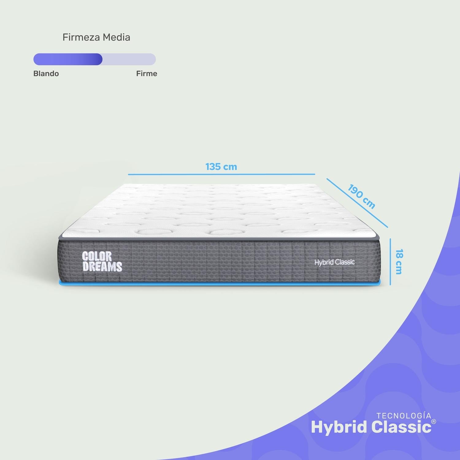 Colchón Matrimonial Classic Hybrid 18cm - ColorDreams