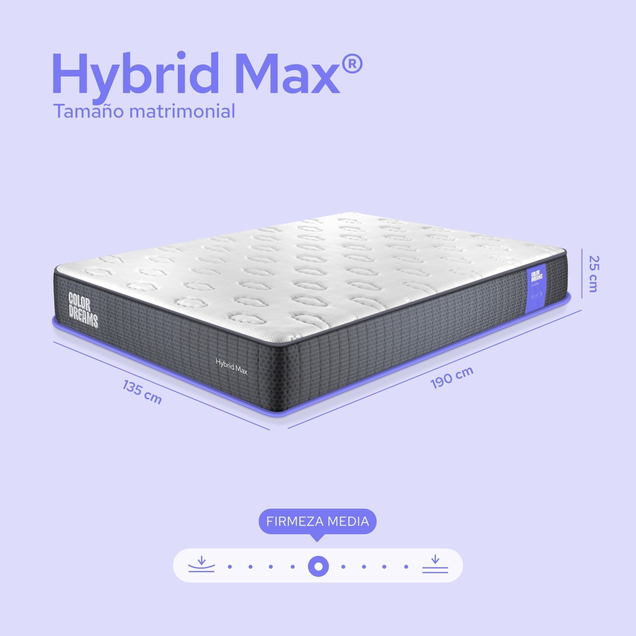 Colchón Matrimonial Max Hybrid 25cm - ColorDreams