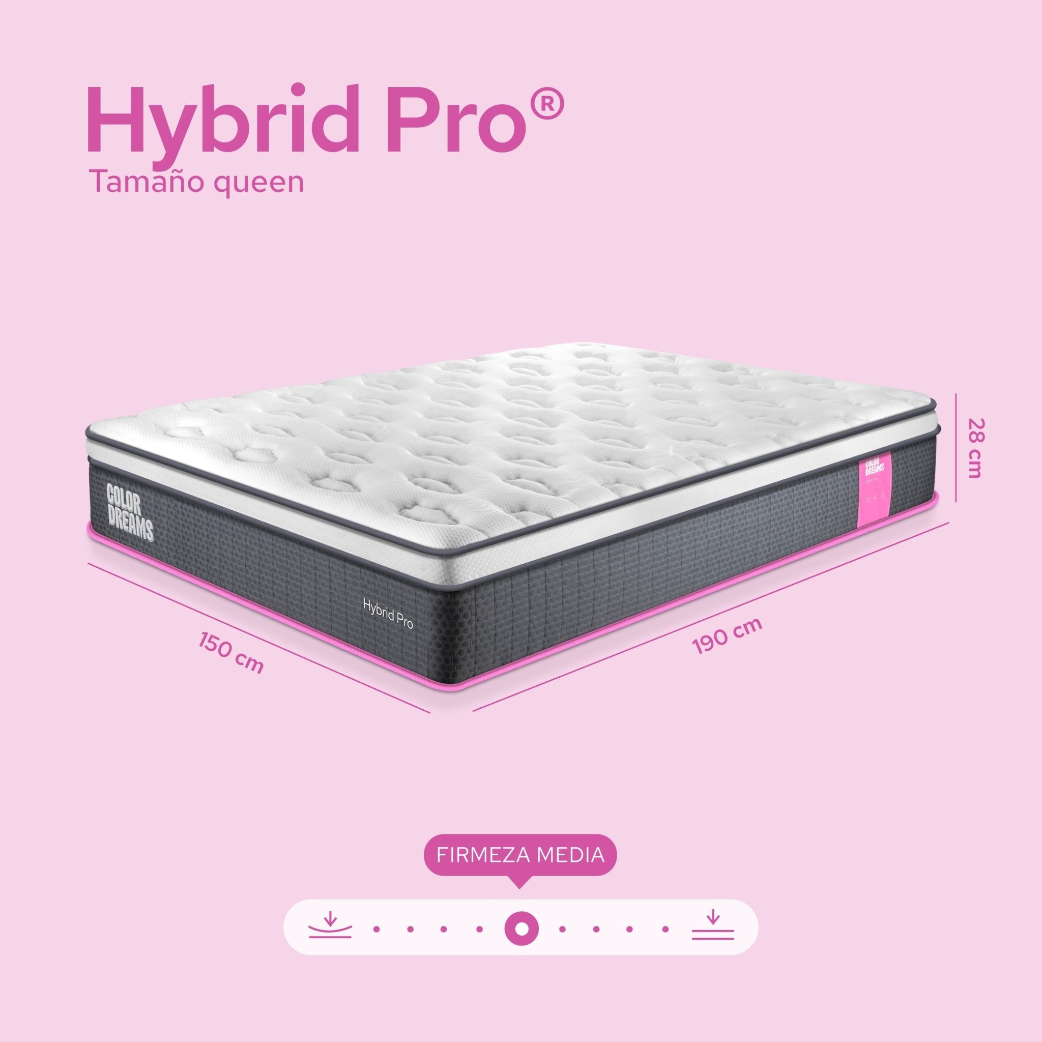 Colchón Queen Pro Hybrid 28 cm - ColorDreams
