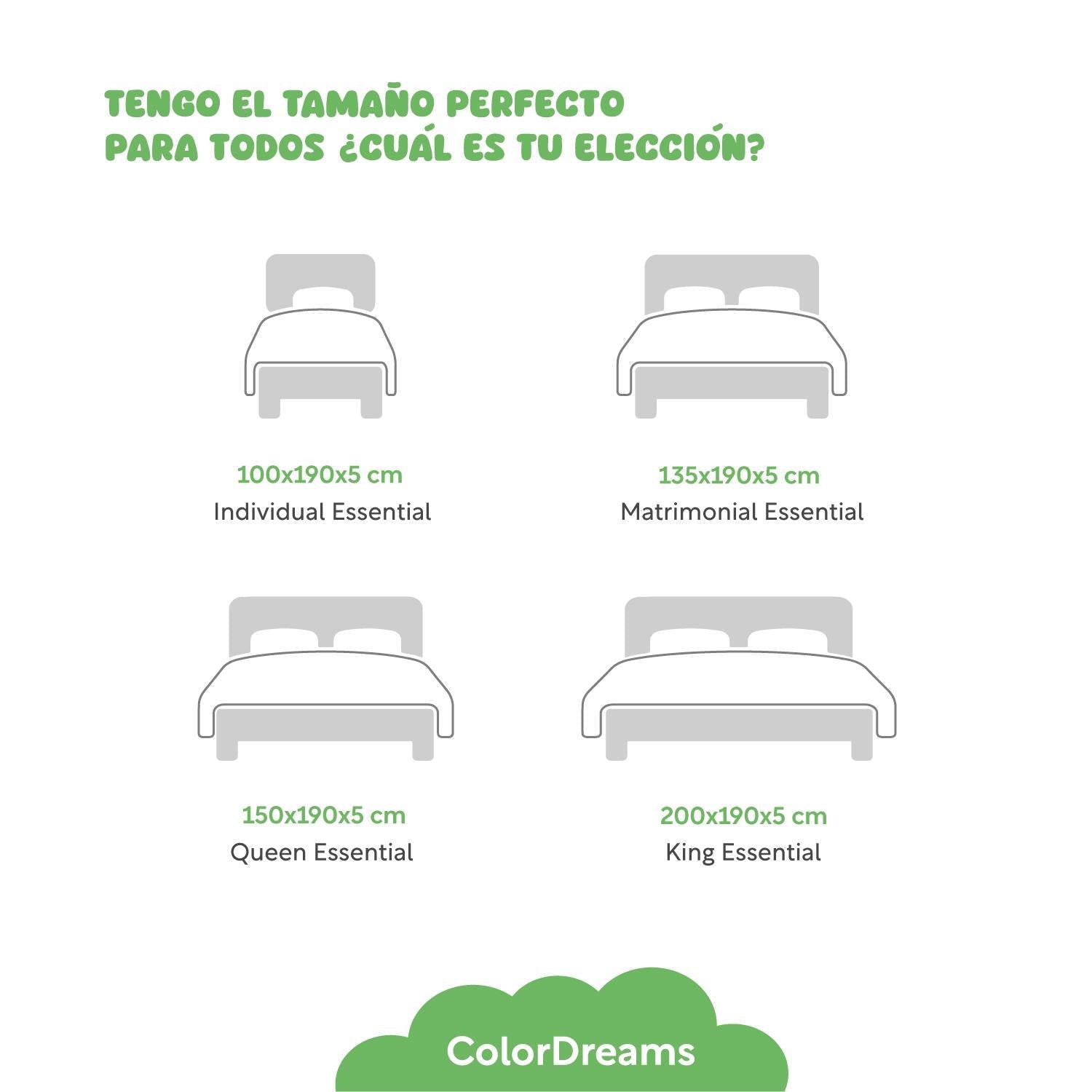 Colchoneta Topper Cubrecolchon Individual Memory Foam 5cm - ColorDreams
