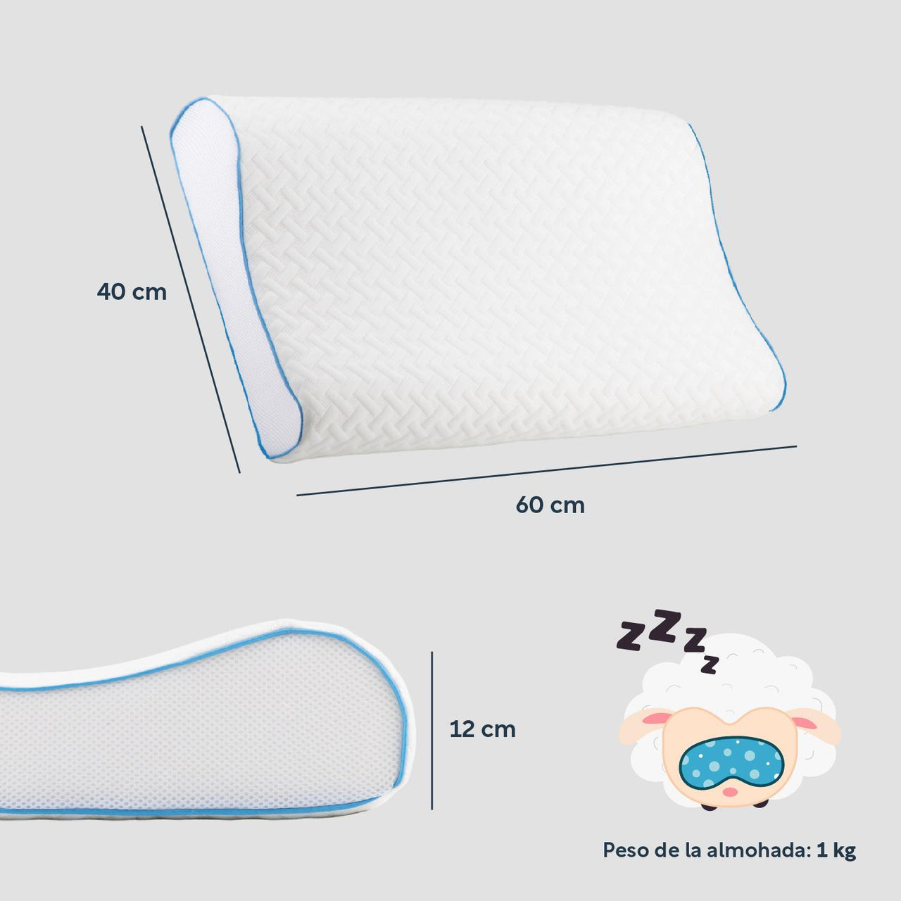 Almohada Ortopédica 2 Pzas Espuma Viscoelástica Colordreams