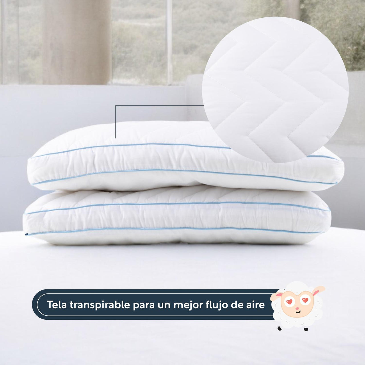 Almohada Fibra Poliéster 3D 2 Piezas Estándar Hipoalergénicas Colordreams