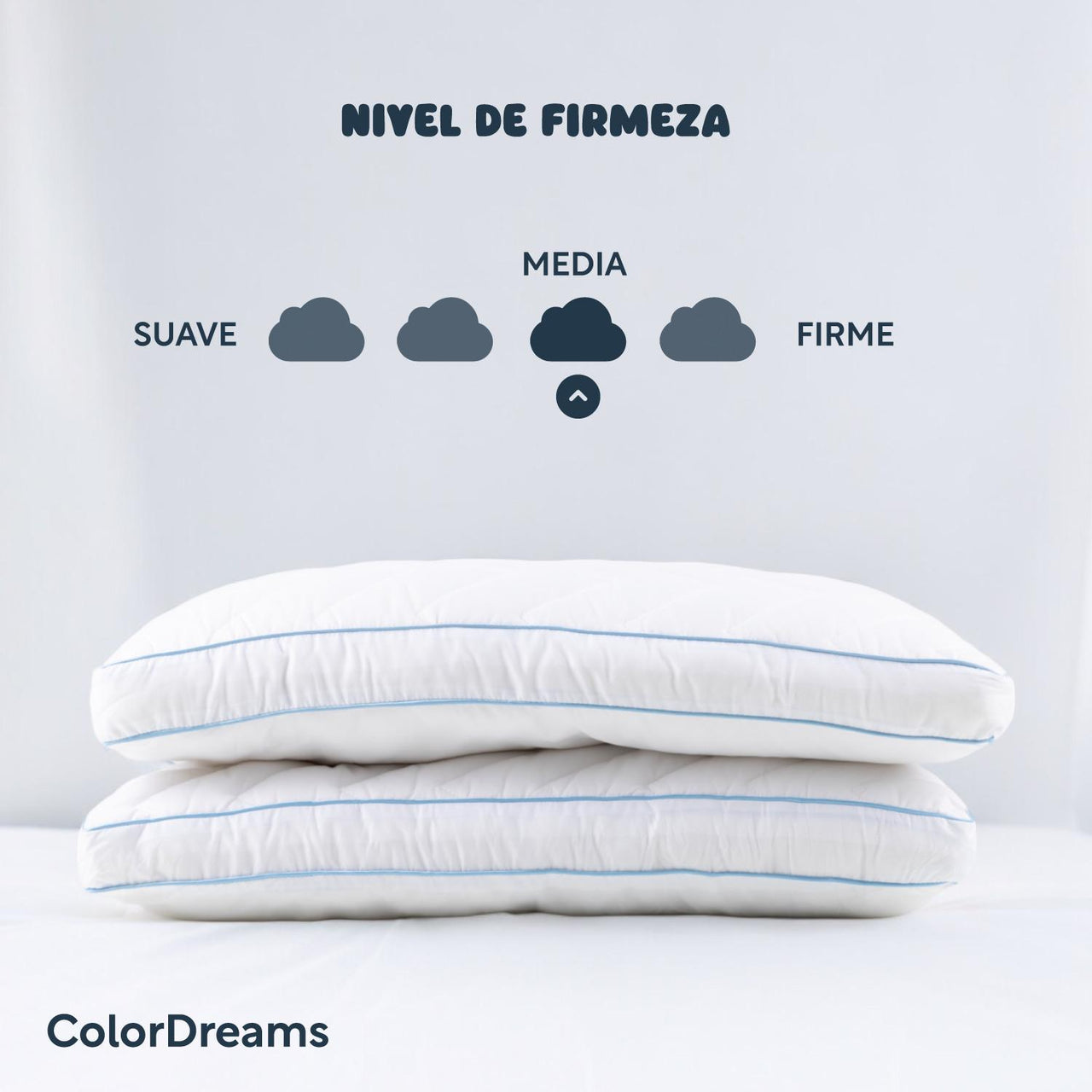 Almohada Fibra Poliéster 3D 2 Piezas Estándar Hipoalergénicas Colordreams