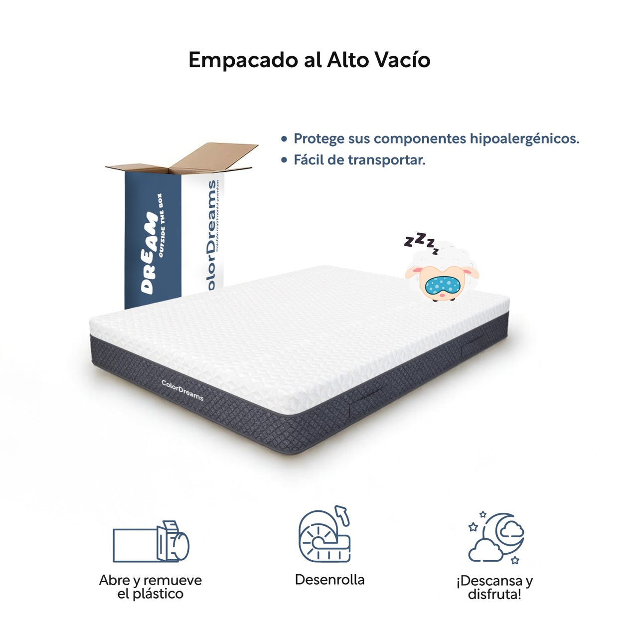 Colchón King Size Premium En Caja Memory Foam 200x190x23 cm ColorDreams