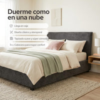 Cama Queen Size Color Dreams | Madera Tapizada | 204x150 cm - ColorDreams