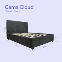 Cama Queen Size Color Dreams | Madera Tapizada | 204x150 cm - ColorDreams