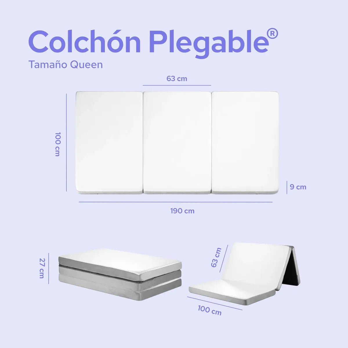 Colchón Individual 100 cm Colchoneta Plegable Con Maleta - ColorDreams