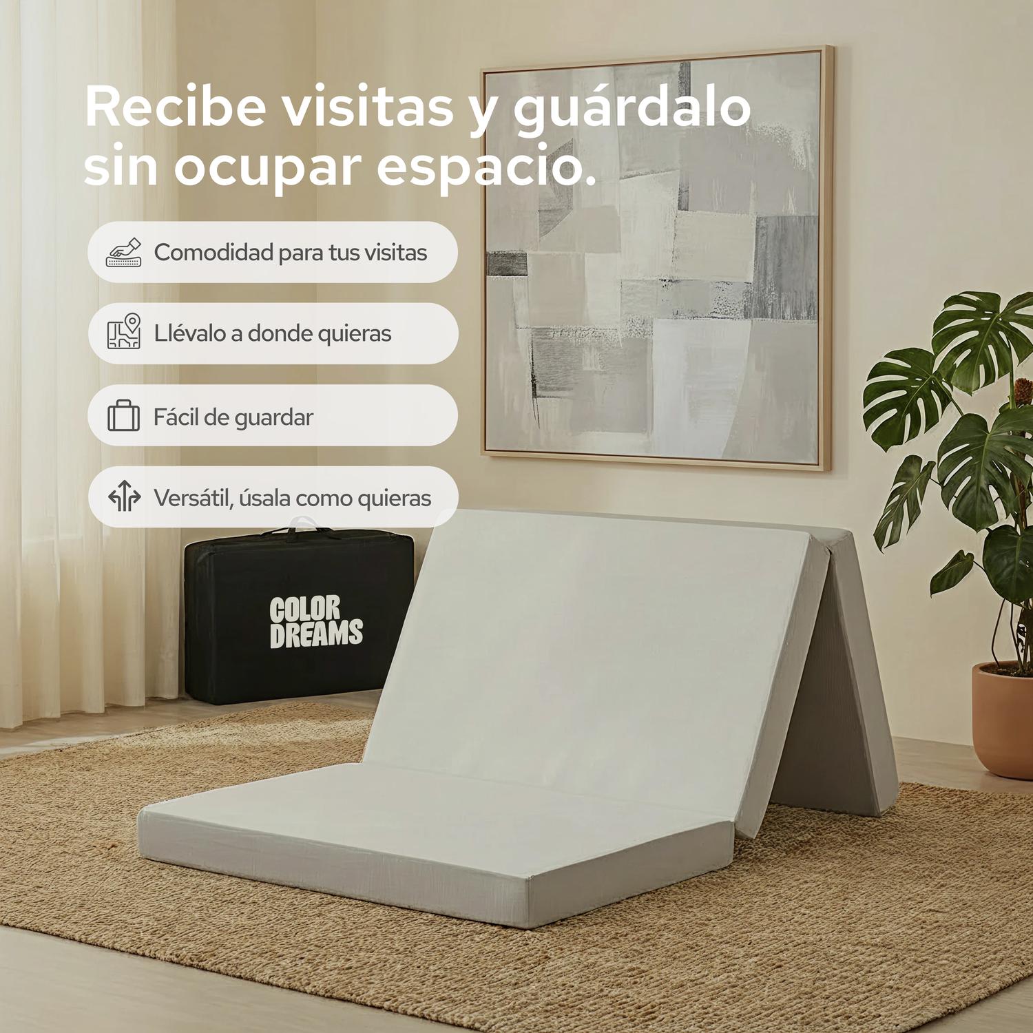 Colchón Individual 100 cm Colchoneta Plegable Con Maleta - ColorDreams