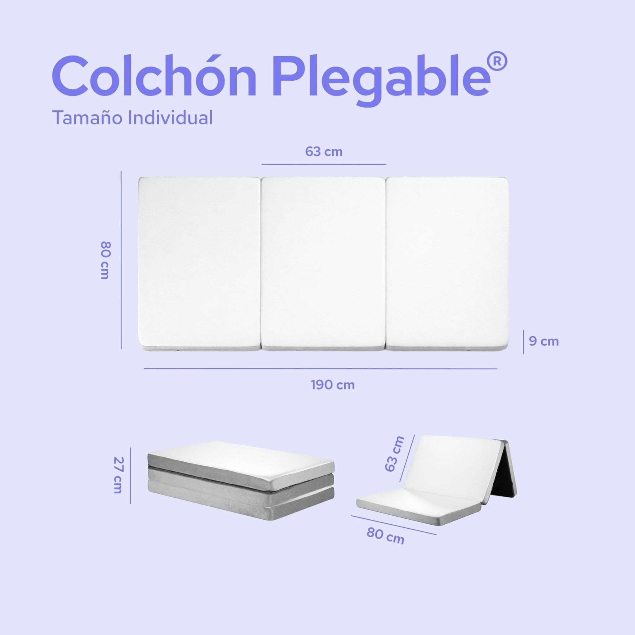 Colchón Individual 100 cm Colchoneta Plegable Con Maleta - ColorDreams