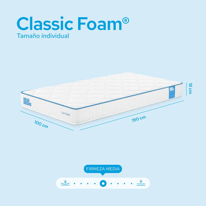 Colchón Individual Classic Foam 18cm - Set de 2 Piezas - ColorDreams