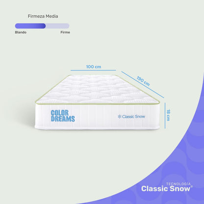 Colchón Individual ColorDreams | MemoryFoam Snow 18cm | Caja - ColorDreams