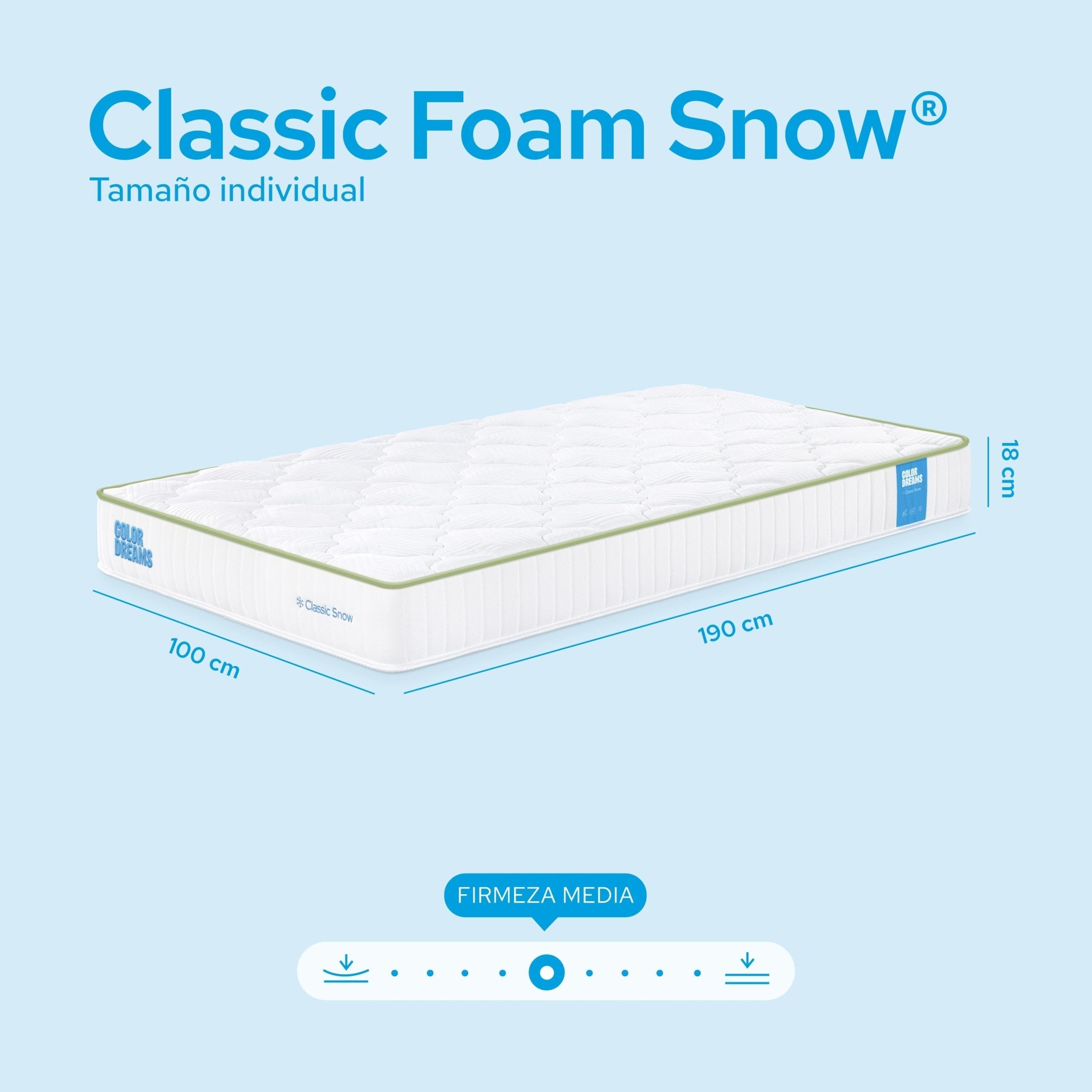 Colchón Individual Snow Foam 18cm - ColorDreams