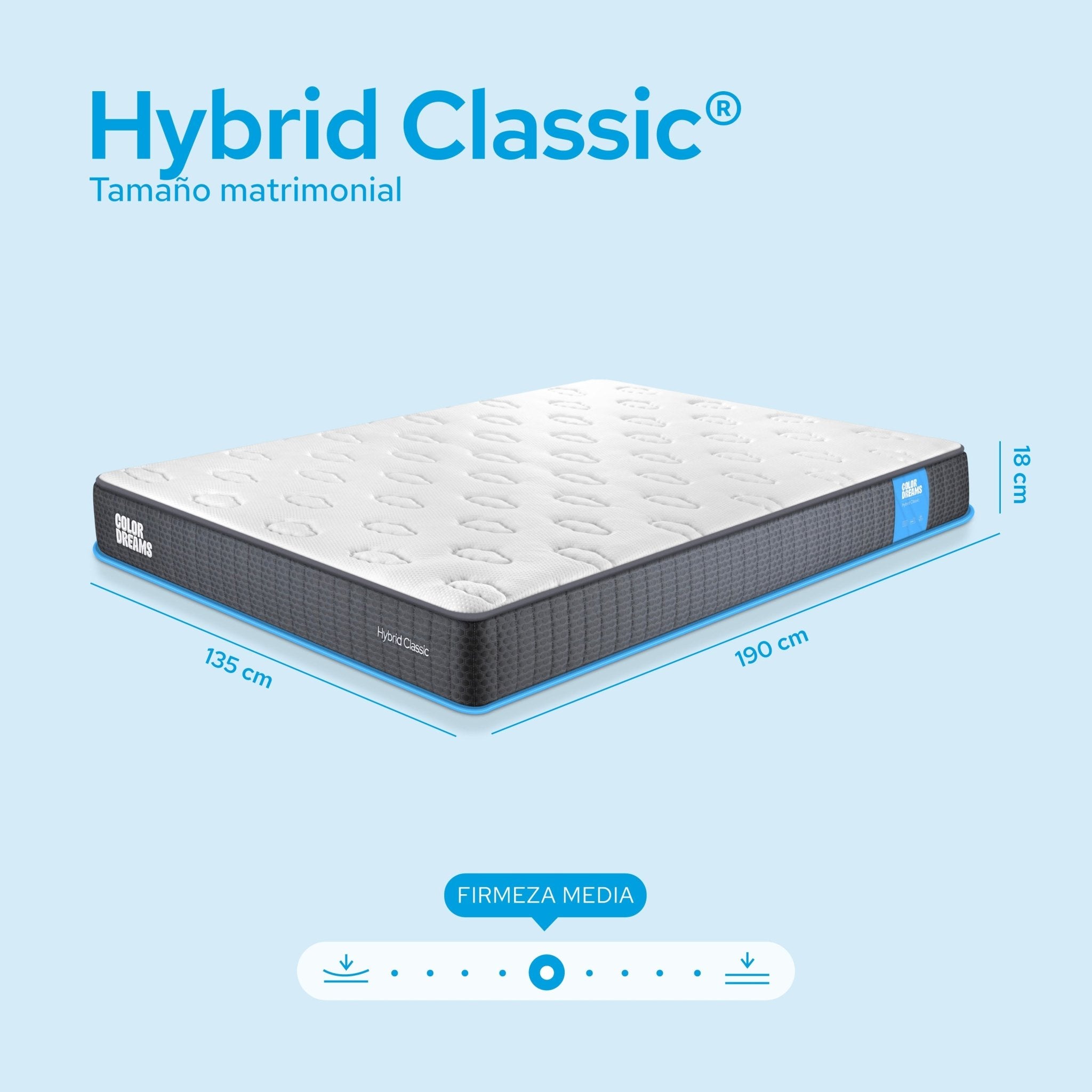 Colchón Matrimonial Classic Hybrid 18cm - ColorDreams