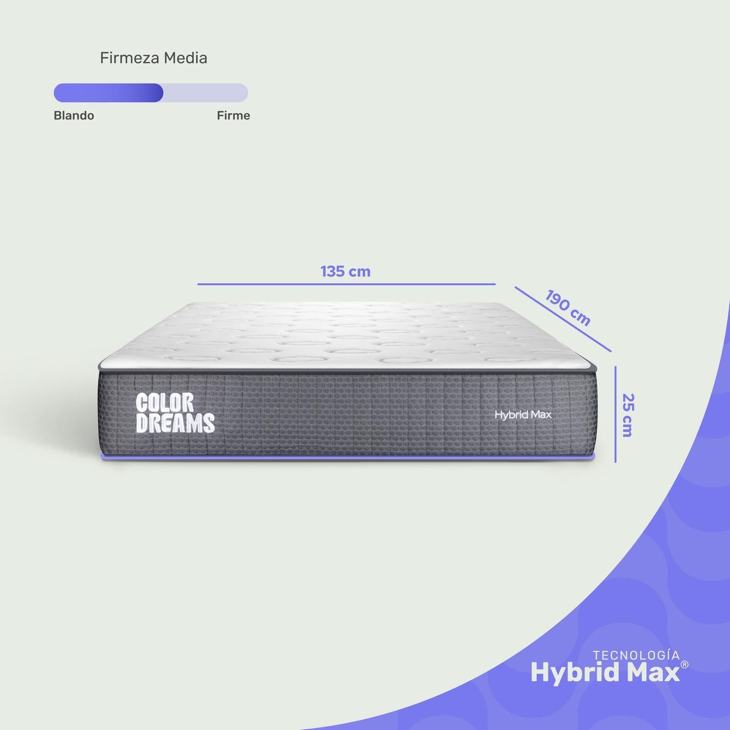 Colchón Matrimonial ColorDreams| Híbrido 25cm| Firmeza Media - ColorDreams