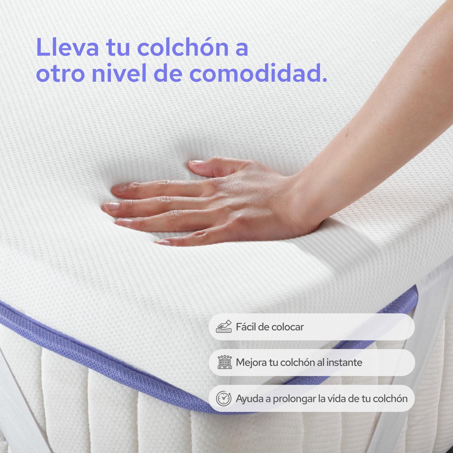 Colchoneta Cubre Colchon Topper Memory Foam 5cm Individual - ColorDreams