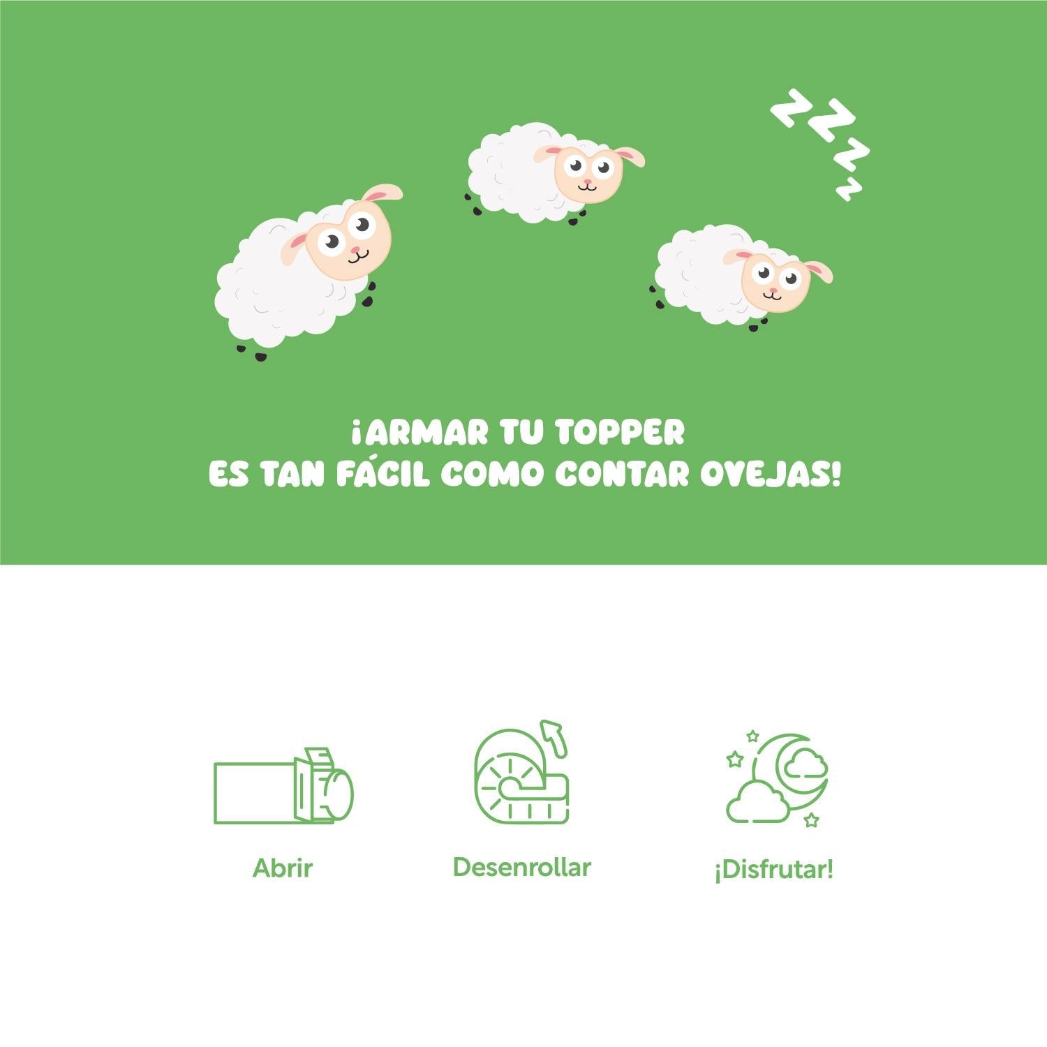 Colchoneta Topper Cubrecolchon Individual Memory Foam 5cm - ColorDreams