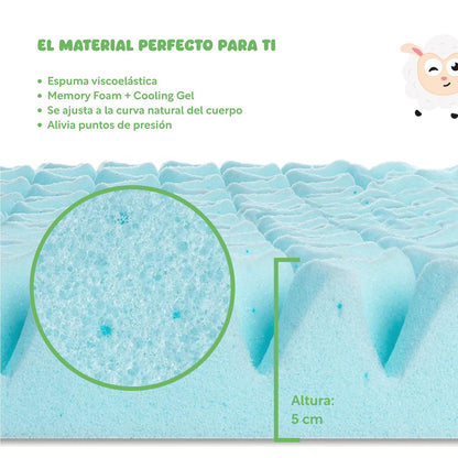 Colchoneta Topper Cubrecolchon Individual Memory Foam 5cm - ColorDreams